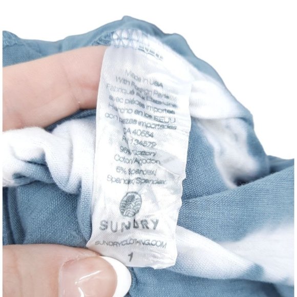 NEW Sundry Teal White Tie Dye Stripe Jogger Leg Sleeveless Jumpsuit Size 1 Small - Picture 10 of 13